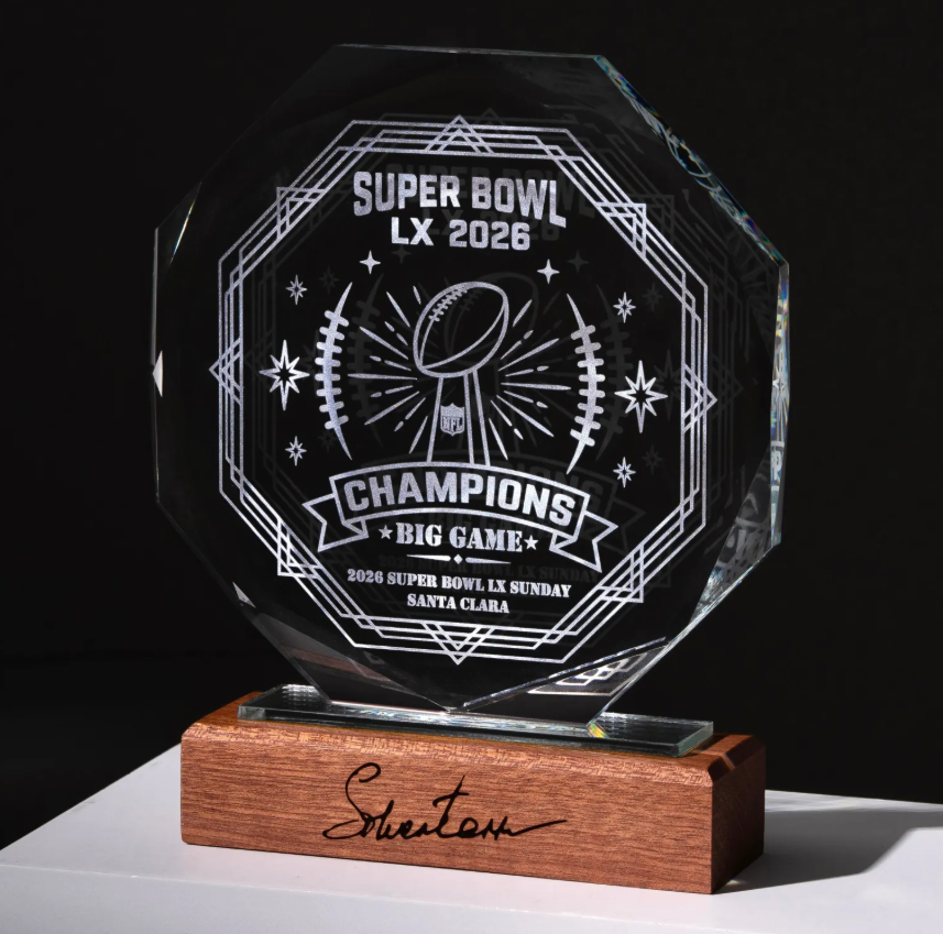 Customized rectangular crystal award trophy